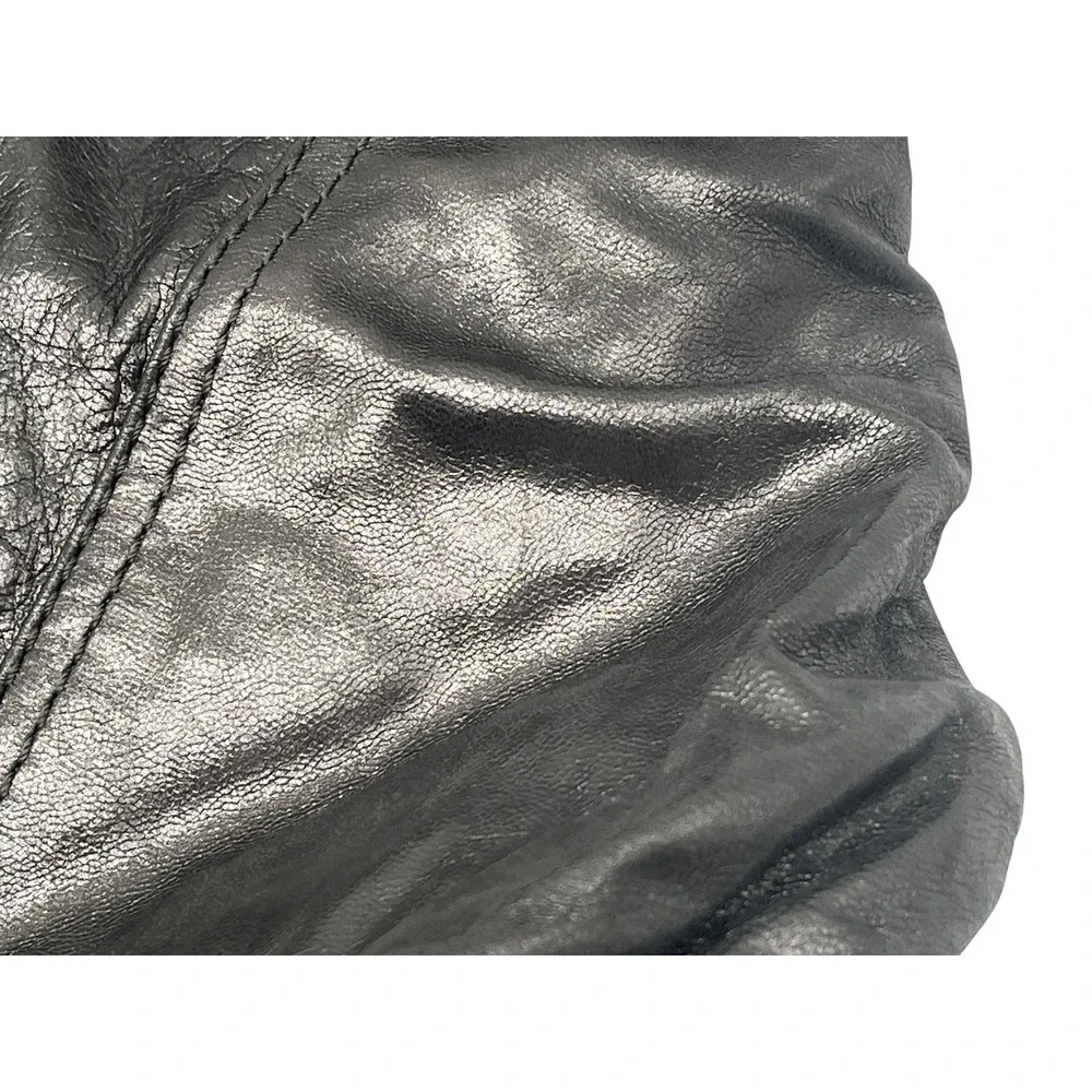 Michael Kors Metallic Pewter Leather Hobo Bag Slouchy Chain Shoulder Purse Y2K